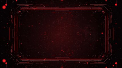 Futuristic digital interface glows with vibrant red circuits and data particles on a dark abstract background, perfect for tech innovation.
