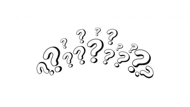 Question mark doodle animation on transparent background. 4K Video