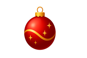 Christmas bauble in red and gold. Christmas décor. Vector icon image of a Christmas ball ornament.