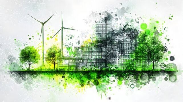 Modern sustainable metropolis designed for environmental responsibility, integrating renewable energy systems, eco architecture, and advanced green engineering solutions.