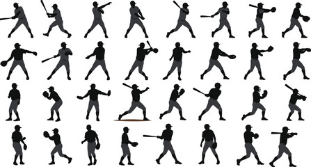 Baseball pitching silhouette, athlete motion sequence, vector sports icon, throw action, black graphic, biomechanics, dynamic pose, minimal design, sport art