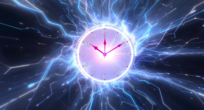 Abstract Time Clock with Electric Energy - Powered by Adobe