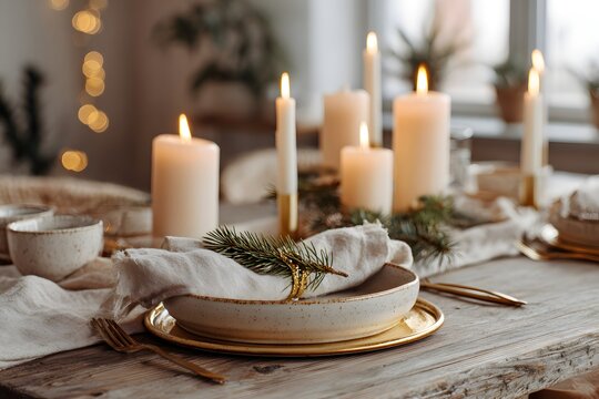 Elegant Christmas Dinner Table Setting
