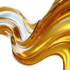 Captivating golden liquid wave flows with luminous reflections, perfect for luxury and science themes