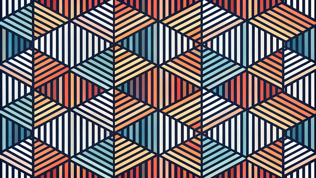 Abstract geometric pattern with colorful triangles and stripes for background - Powered by Adobe