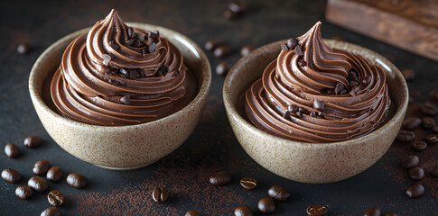 Rich and smooth mocha dessert with whipped texture, perfect for café promotions, chocolate branding, and high-end dessert visuals.