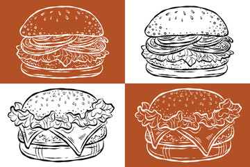 Hand drawn illustration of Burgers