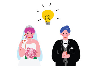 アイディアを閃く新郎新婦