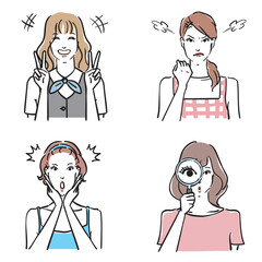 大人の女性表情いろいろ　バリエーション