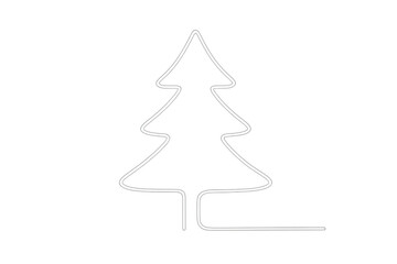 Fototapeta premium Christmas tree icon design drawing in simple continuous line art with transparent background for holiday
