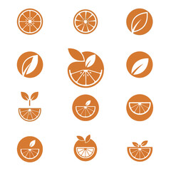 Collection of Orange Slice Icons and Graphics.