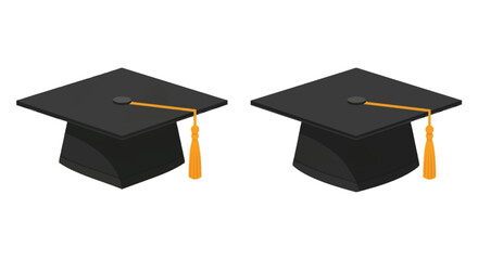 Two graduation caps with tassels a illustration for academic achievement perfect for graduation announcements and educational materials