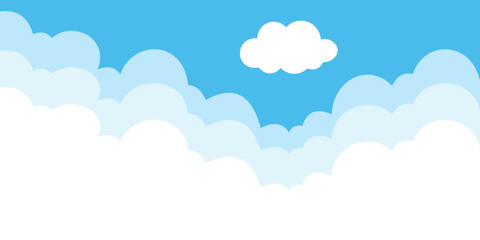 Fototapeta premium Blue Sky with White Clouds Vector Background – Clean Cartoon Cloudscape Illustration in Flat Minimal Style