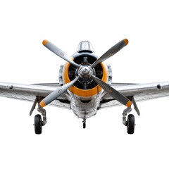 Vintage warbird airplane propeller ready for takeoff against a stark backdrop