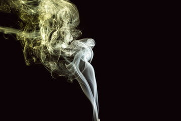 Smoke swirling gracefully in dark background showcasing fluid movements and ethereal patterns in a captivating display of artistry