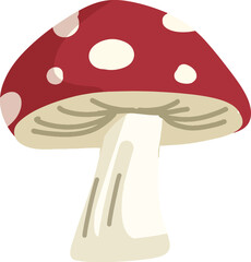 Whimsical Red and White Spotted Mushroom Illustration