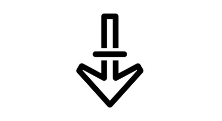 Simple down arrow icon minimalist vector glyph for user interface design isolated on white background