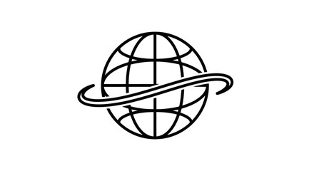 Globe icon with orbit ring simple flat vector illustration for logo design isolated on white background
