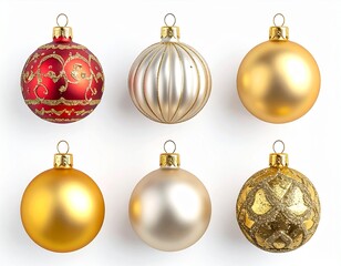 Beautiful 3d style illustration of christmas decorative ornaments isolated on plain white background