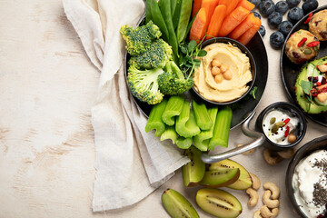 Healthy vegan snacks concept.