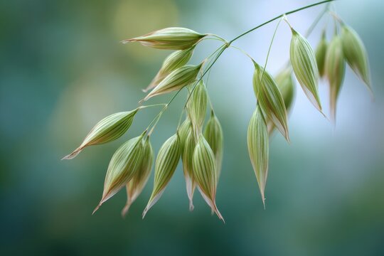 Folle Avoine: Vibrant Spike and Leaf of Oat Plant with Flourishing Flowers