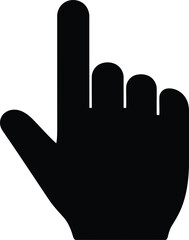 Isolated black cursor hand icon pointing up for digital interface selection navigation and click action vector