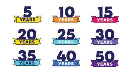 Anniversary years vector set celebration milestone business event