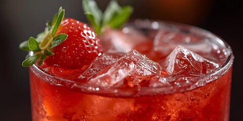 Red Strawberry Drink with Ice