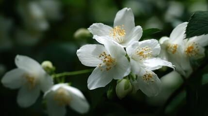 Elegant Crepe Jasmine: Beautiful White Blossoms Blooming in Nature's Embrace