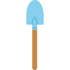 Light Blue Spade With Wooden Handle On Transparent Background Simple Illustration