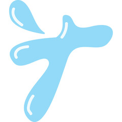 Light Blue Water Splash Element Transparent Background With White Outline And Highlights Dynamic Abstract Liquid Shape