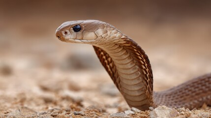 Fototapeta premium Deadly Egyptian Cobra: The Iconic Serpent of Cleopatra's Era in Africa