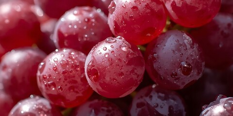 Fresh Red Grapes with Water Droplets