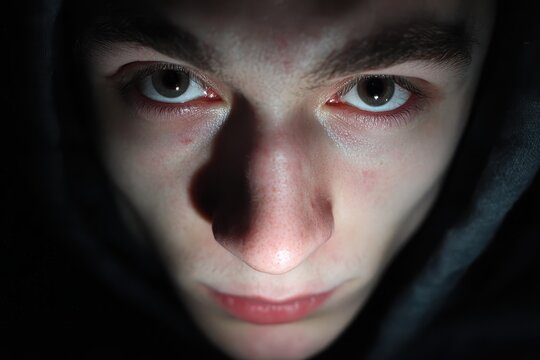 Delusional Portrait of a Young Man with a Dark Aesthetic and Captivating Eyes