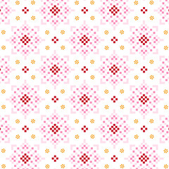 インドネシアの伝統模様「RANTI」　シームレス　ベクター　幾何学　壁紙　布　紙　ピンク色　暖色系　古典　Batik　nitik　織物みたいな