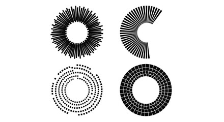 Abstract black and white radial shapes design element graphics