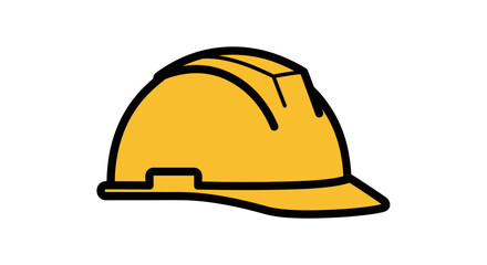 A yellow construction helmet, designed for safety, typically worn on construction sites and other industrial environments.