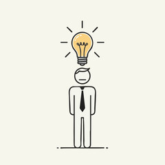 An illustration depicts a stick figure with a lightbulb above its head, symbolizing a bright idea or creative concept in business.