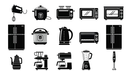 Kitchen appliances vector set home cooking tools and equipment