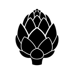 Icon illustration of an artichoke against a stark white back