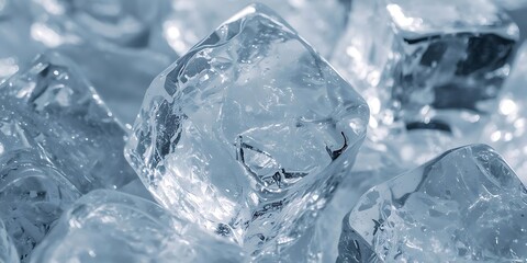 Clear Ice Cubes Close-Up