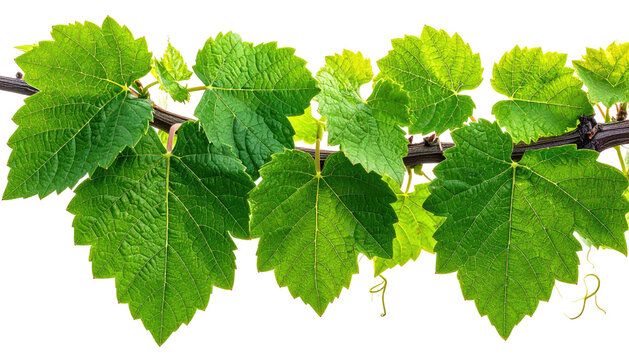 Grapevine branch with green leaves on a dark background - Powered by Adobe