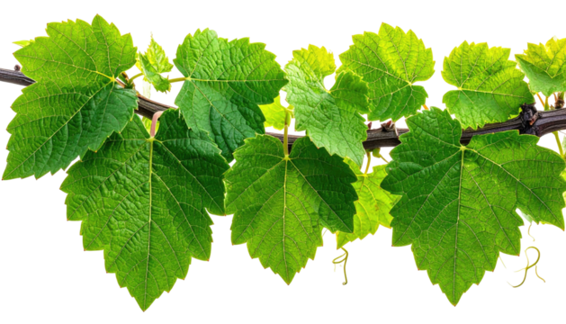Grapevine branch with green leaves on a dark background - Powered by Adobe