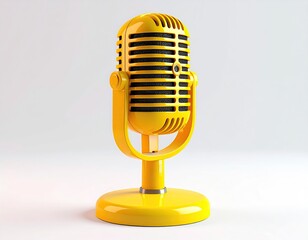 Bright yellow vintage microphone, studio lighting