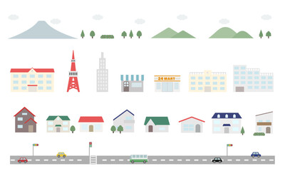 街並みのイラストセット