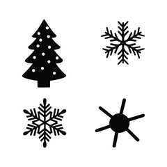 Fototapeta premium Versatile set of black vector silhouette elements for winter, holiday, and seasonal design