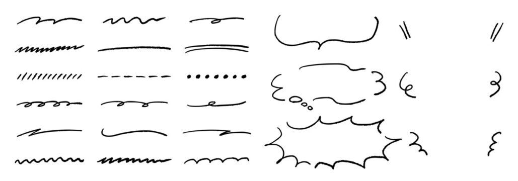 手描きのラインと吹き出しセット