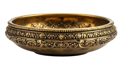 Gold bowl with ornate embossed detailing