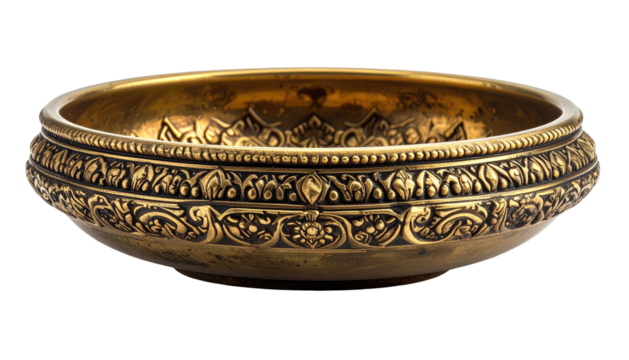 Gold bowl with ornate embossed detailing