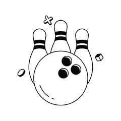 Showing pins and ball used in bowling game – Vector Icons